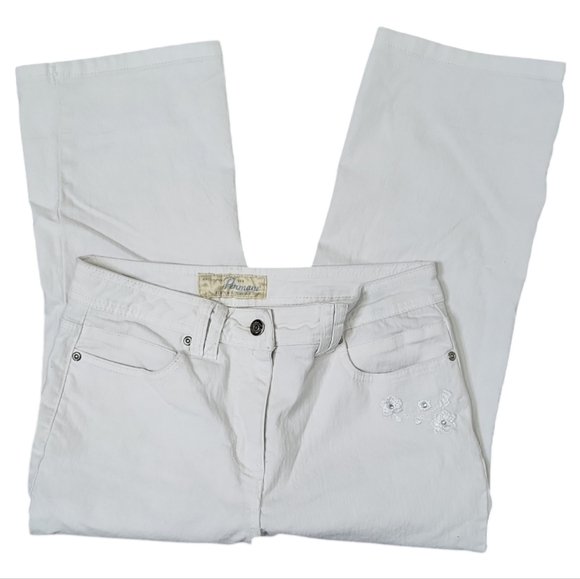 Vintage Penman's Women's Jeans Y2K Size 8 White Embroidered Capris - Picture 3 of 12